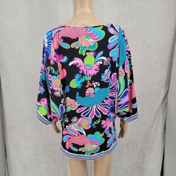 Trina Turk Beach Tunic Swimsuit Cover-up Hippie Psychedelic Groovy Pattern - Picture 6 of 9